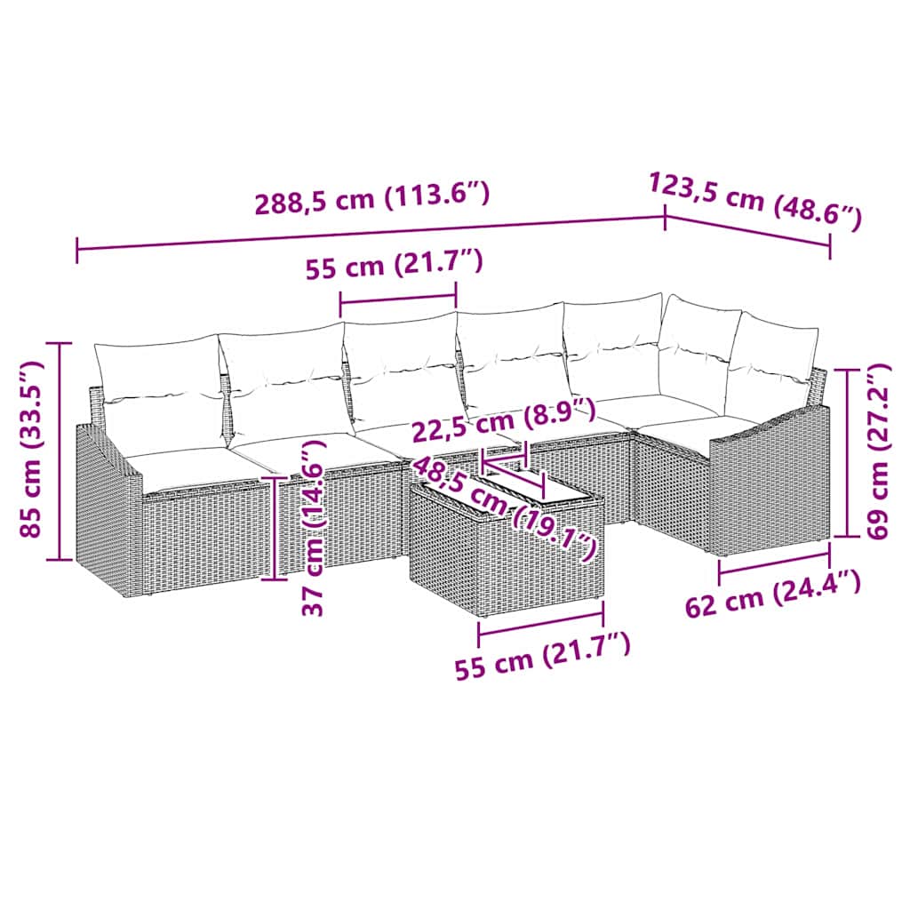 Set sofe s jastukom 7 pcs Svjetlosiva poliratan