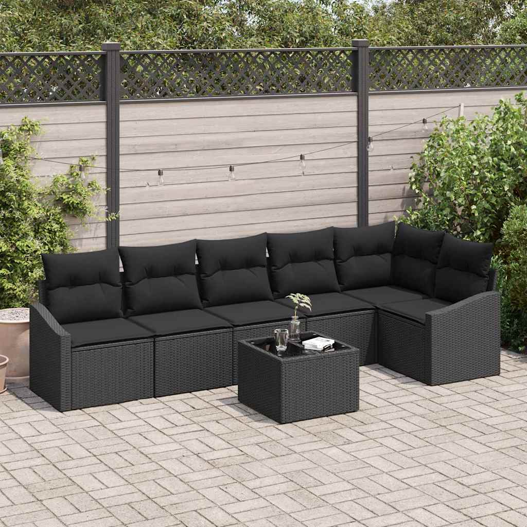 Set sofe s jastukom 7 pcs Crna poliratan
