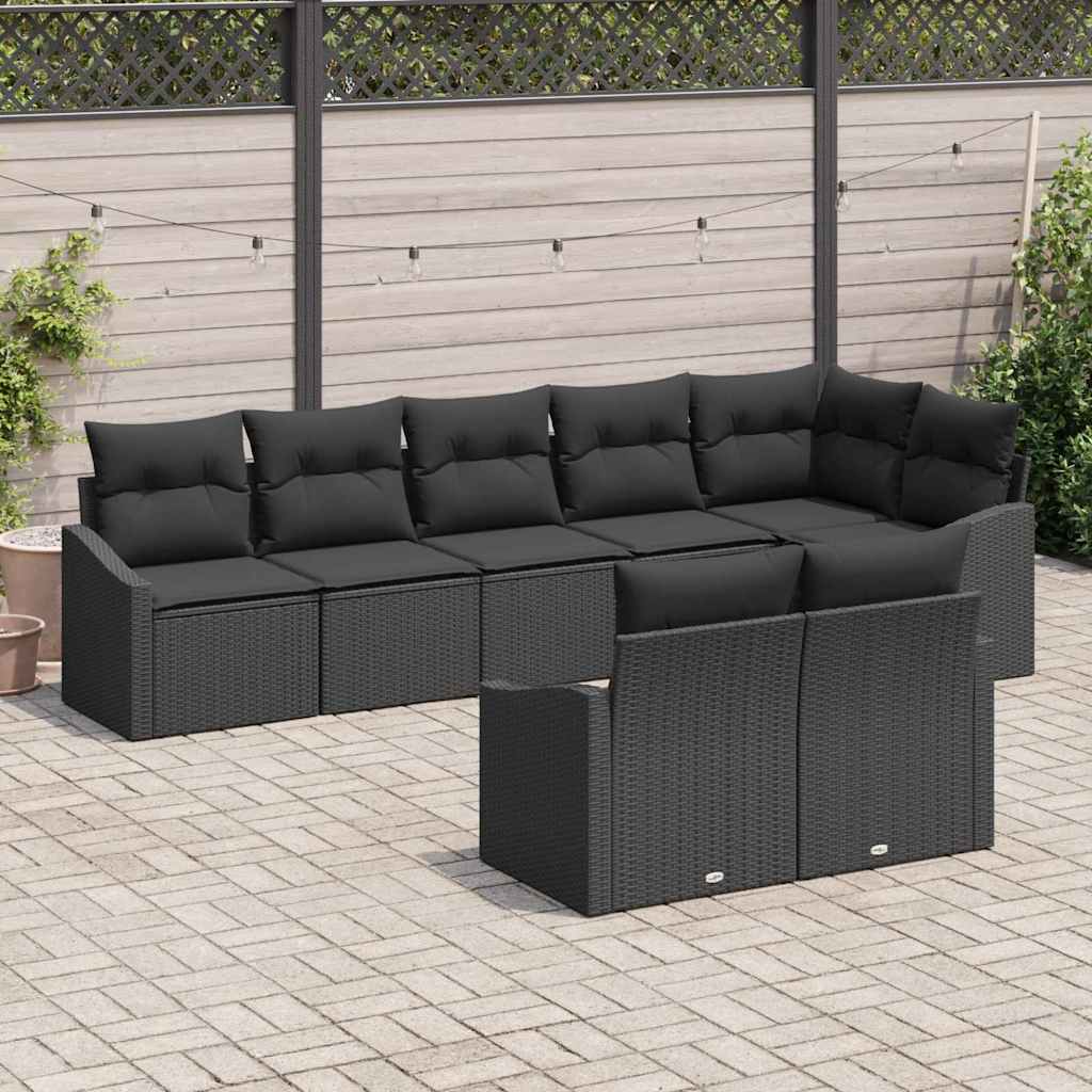 Set sofe s jastukom 8 pcs Crna poliratan