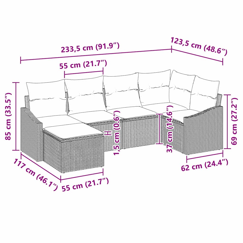 Set sofe s jastukom 6 pcs Smeđa poliratan