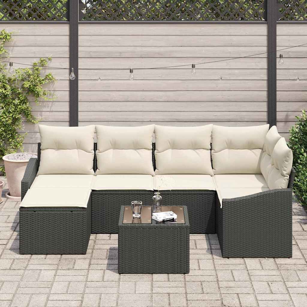 Set sofe s jastukom 7 pcs Crna poliratan