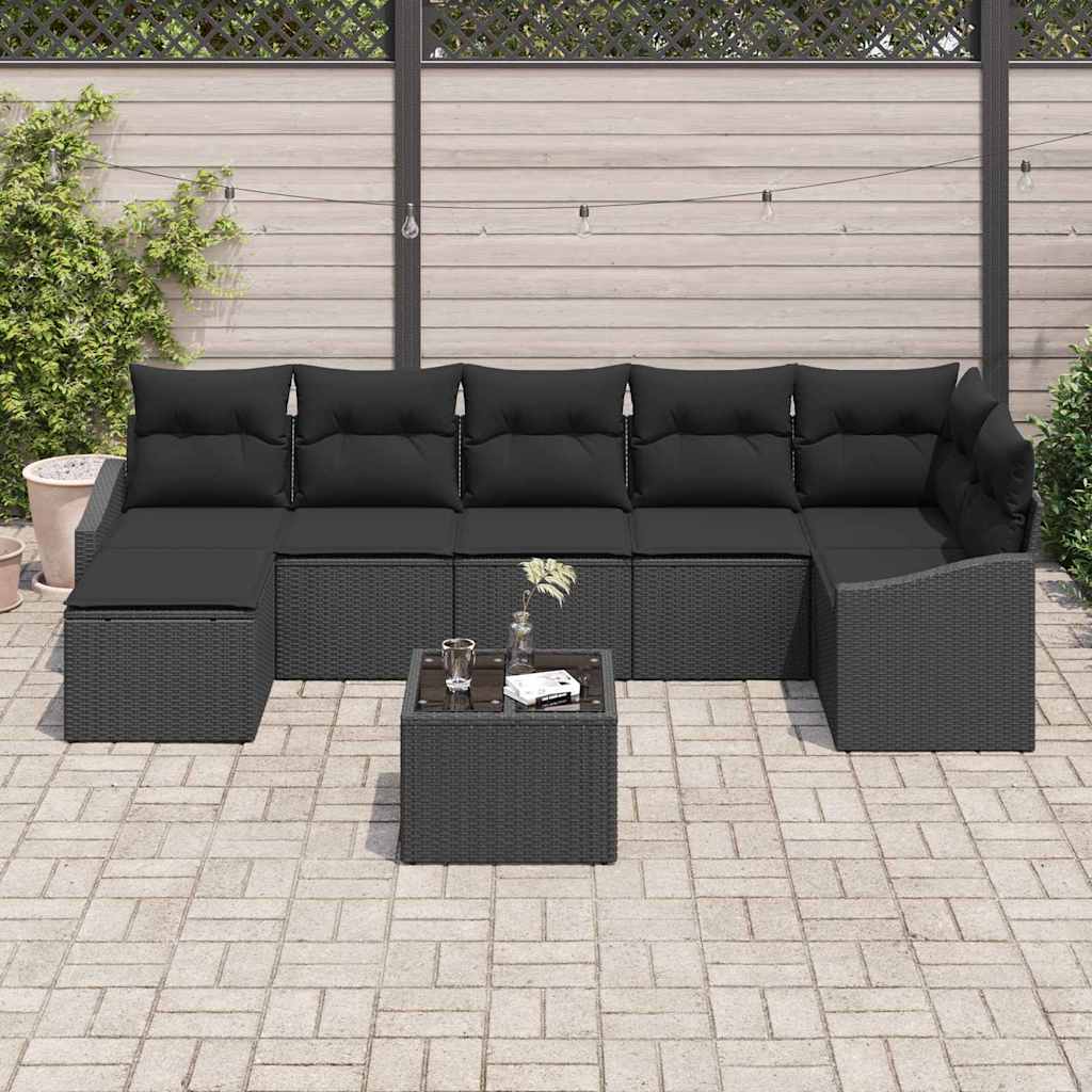 Set sofe s jastukom 8 pcs Crna poliratan