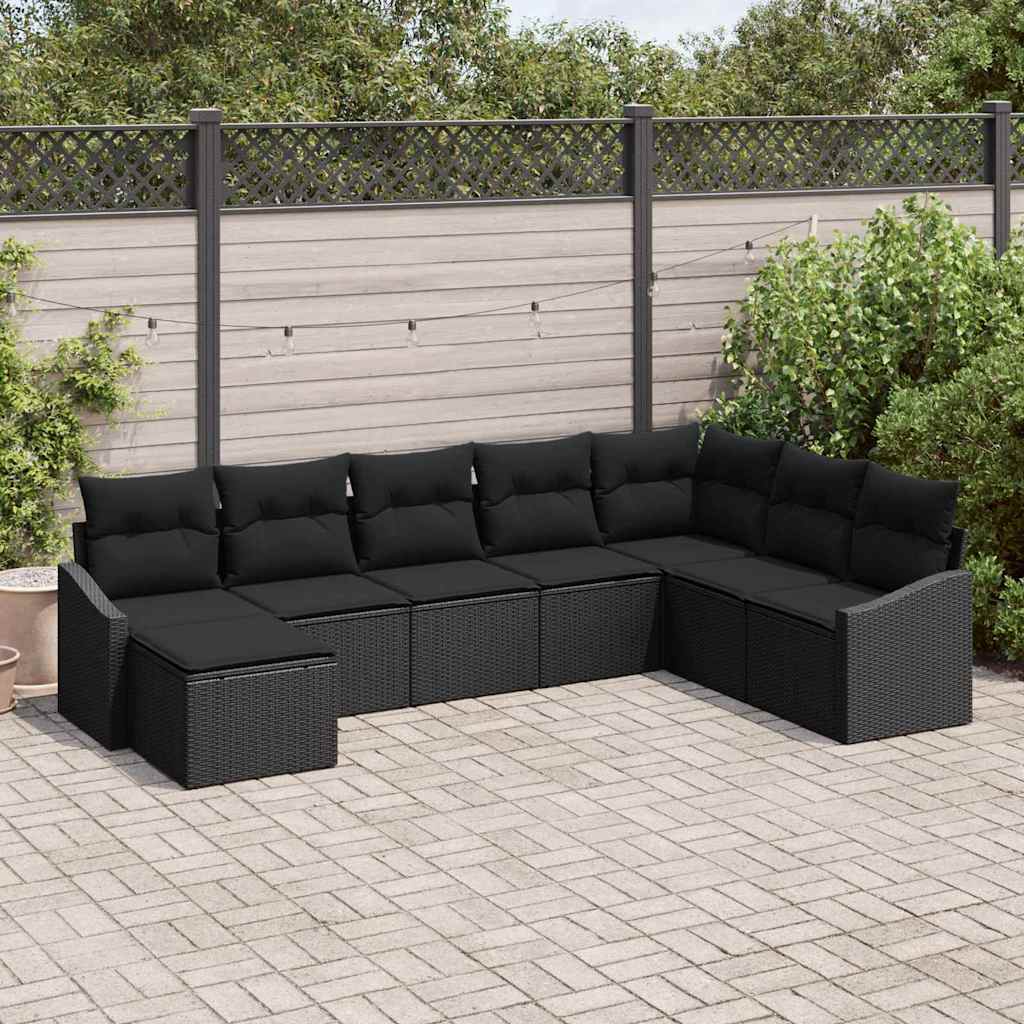 Set sofe s jastukom 8 pcs Crna poliratan