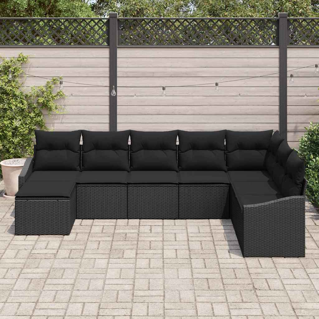 Set sofe s jastukom 8 pcs Crna poliratan