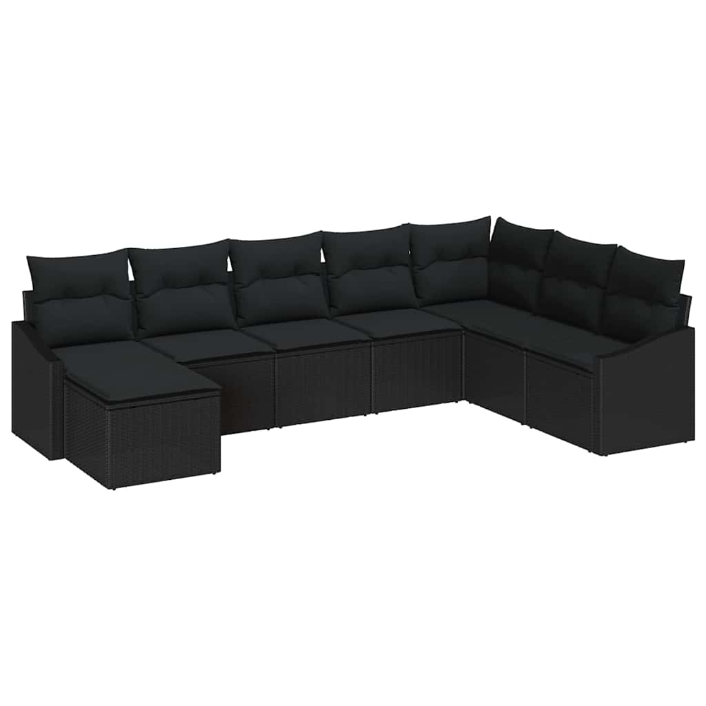 Set sofe s jastukom 8 pcs Crna poliratan