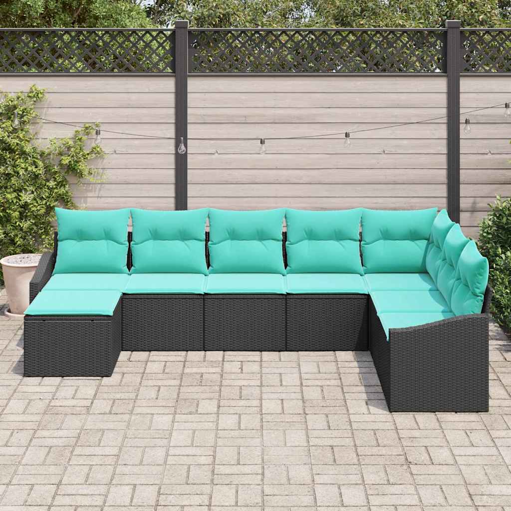 Set sofe s jastukom 8 pcs Crna poliratan