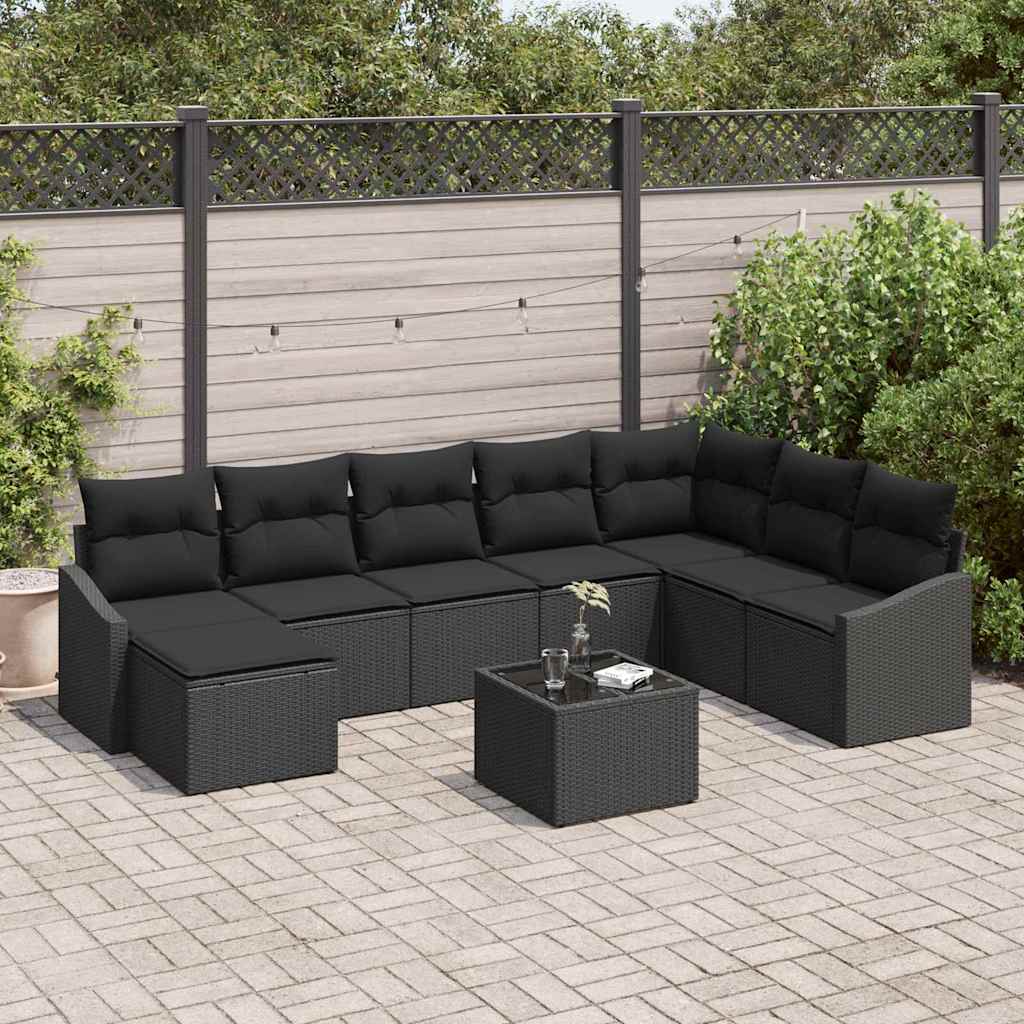 Set sofe s jastukom 9 pcs Crna poliratan