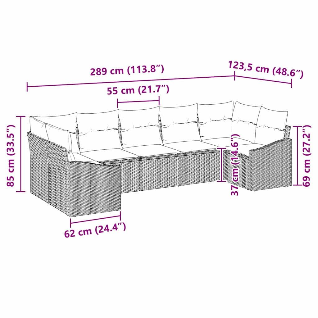 Set sofe s jastukom 7 pcs Crna poliratan