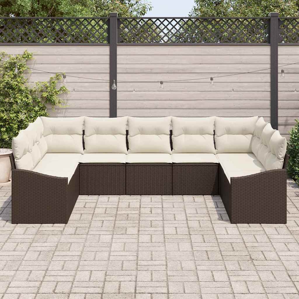 Set sofe s jastukom 9 pcs Smeđa poliratan