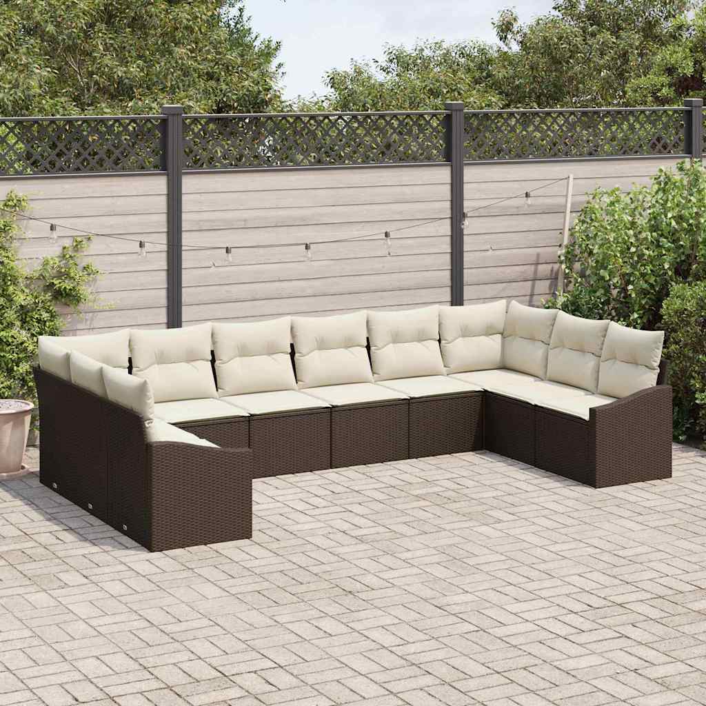 Set sofe s jastukom 10 pcs Smeđa poliratan