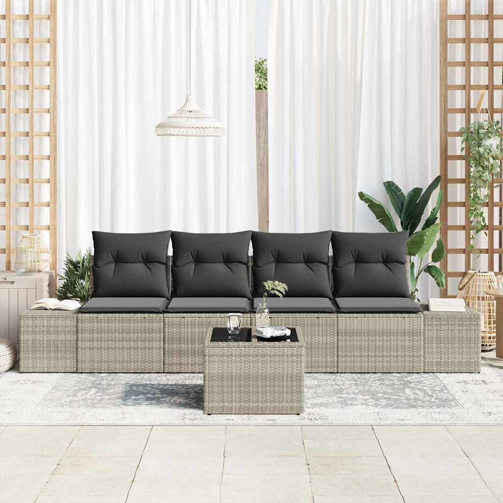 Set sofe s jastukom s jastukom 5 pcs Svijetlo siva poliratan