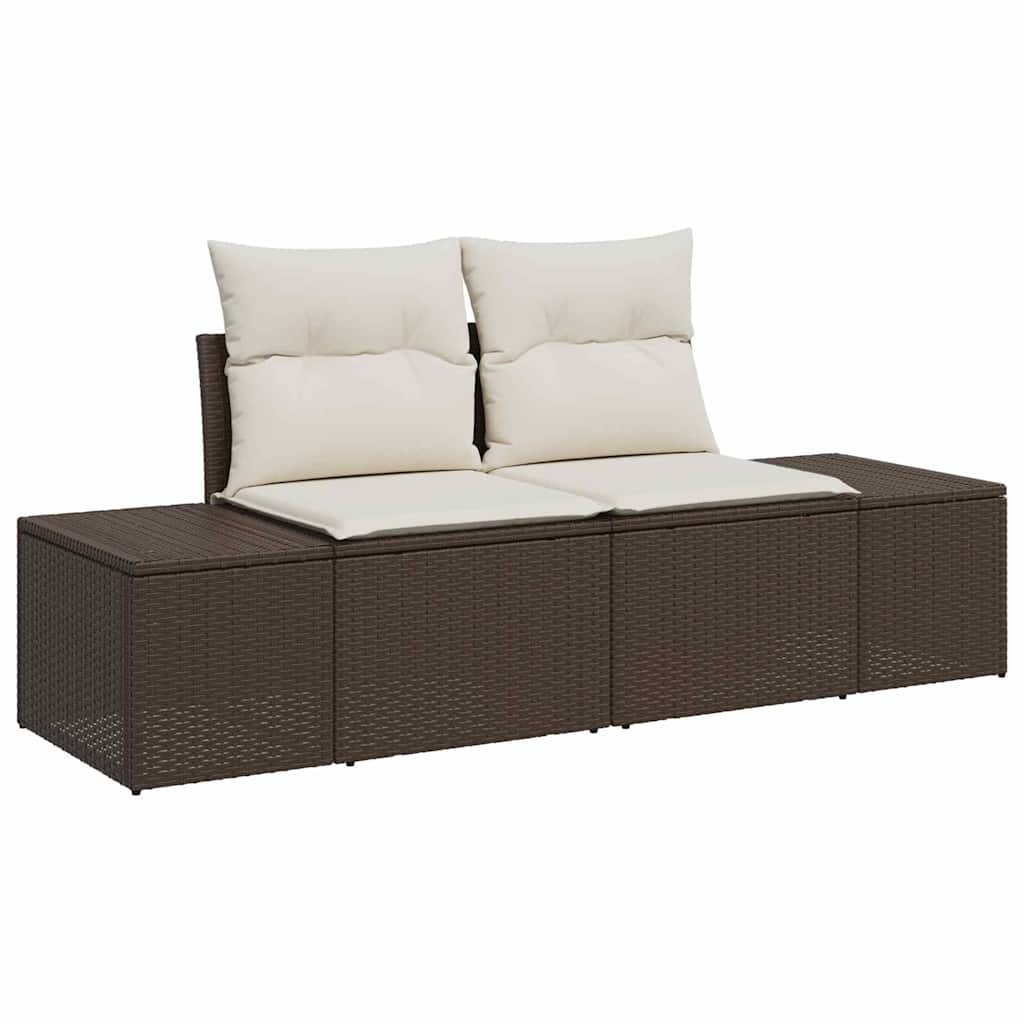 Sjedeća garnitura za vrt s jastukom 9 pcs Smeđa poliratan