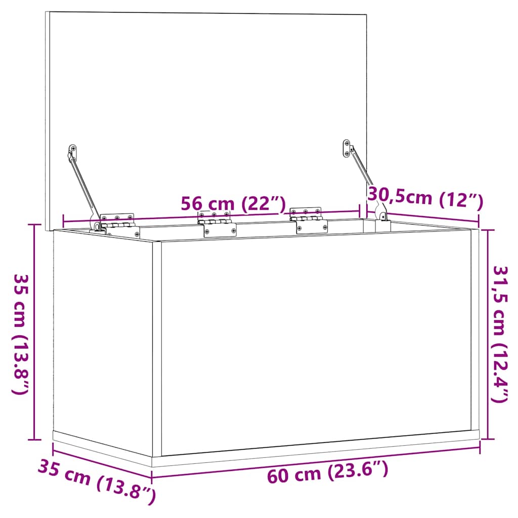 Kutija za spremanje s pohranom Umjetnički hrast 60 x 35 x 35 cm