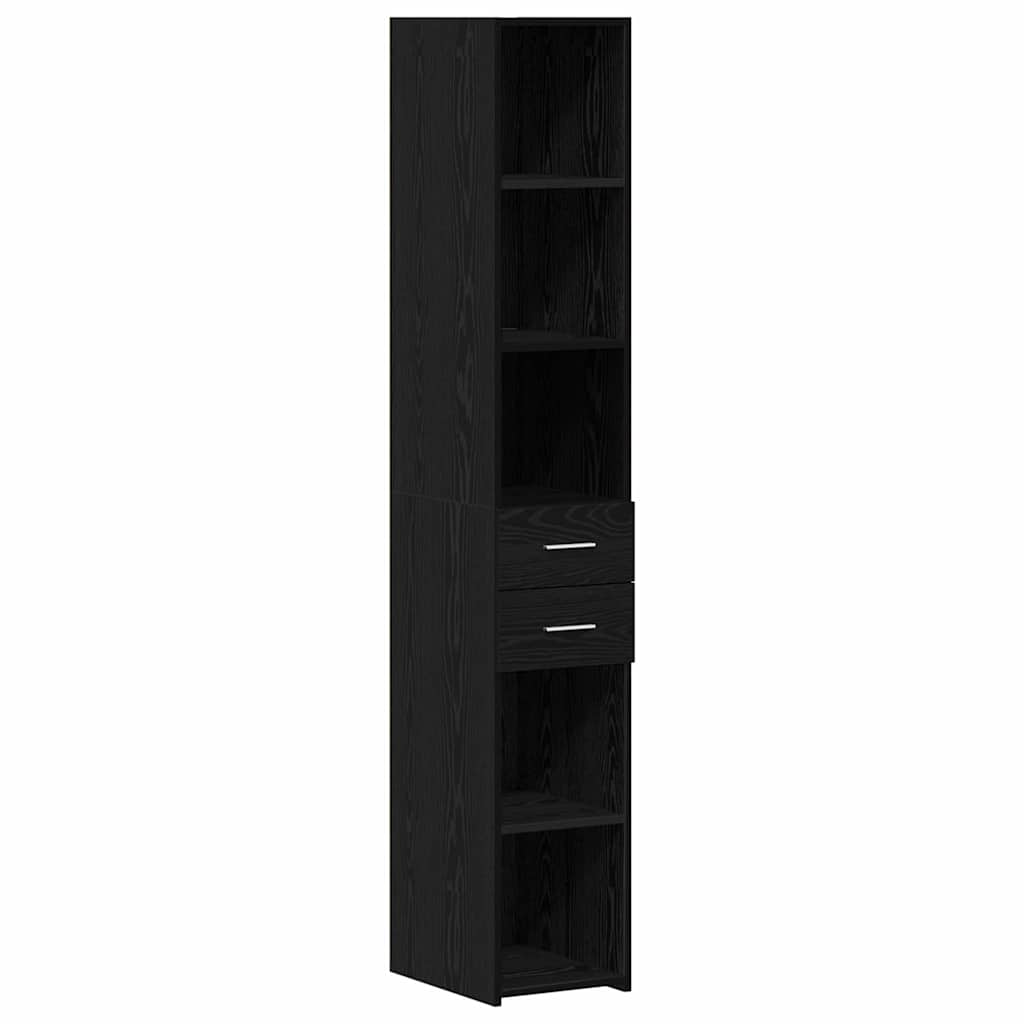 Police za knjige s ladicama Crni hrast 30 x 42.4 x 185.2 cm