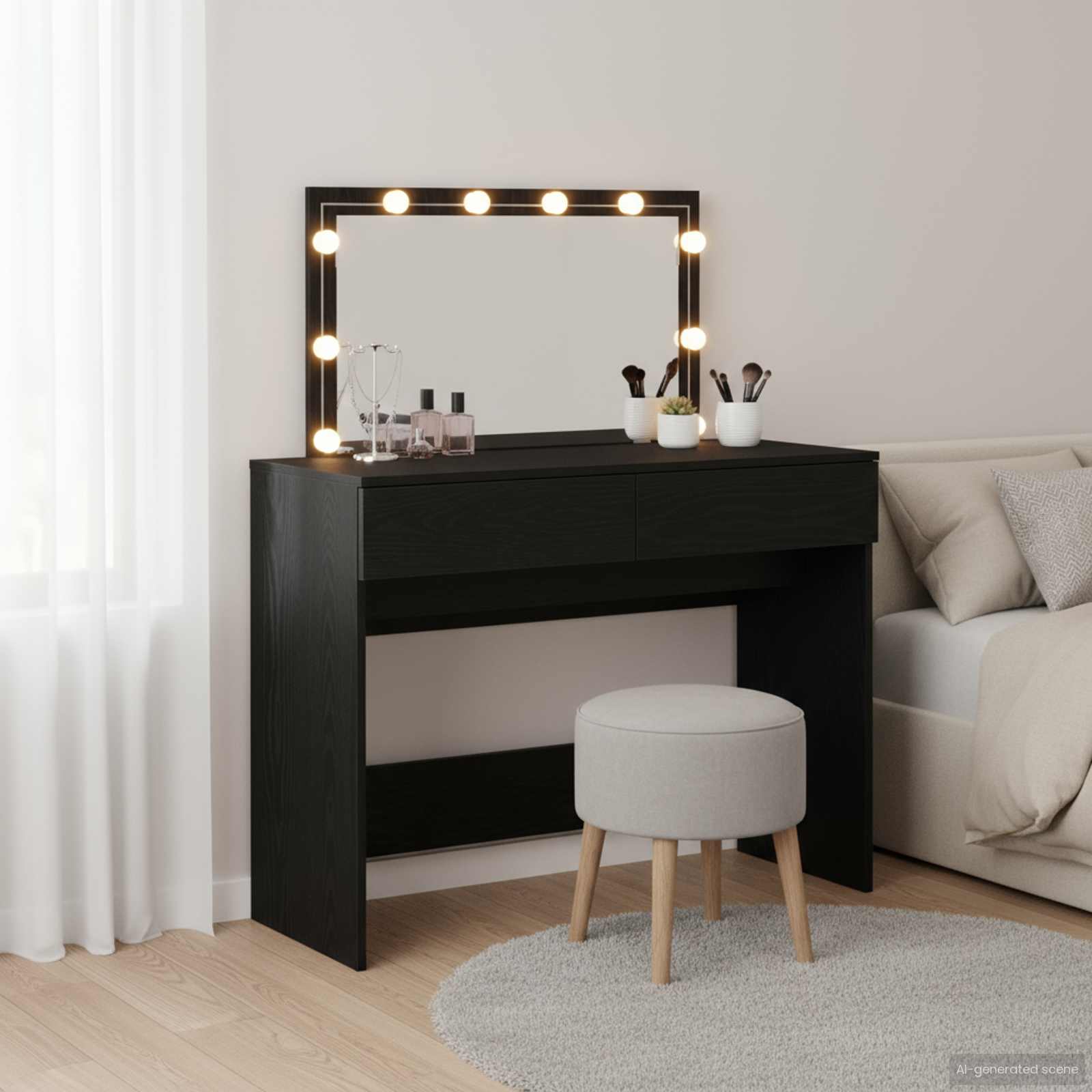 Toaletni stol Crni hrast 100 x 40 x 120 cm Konstruirano drvo