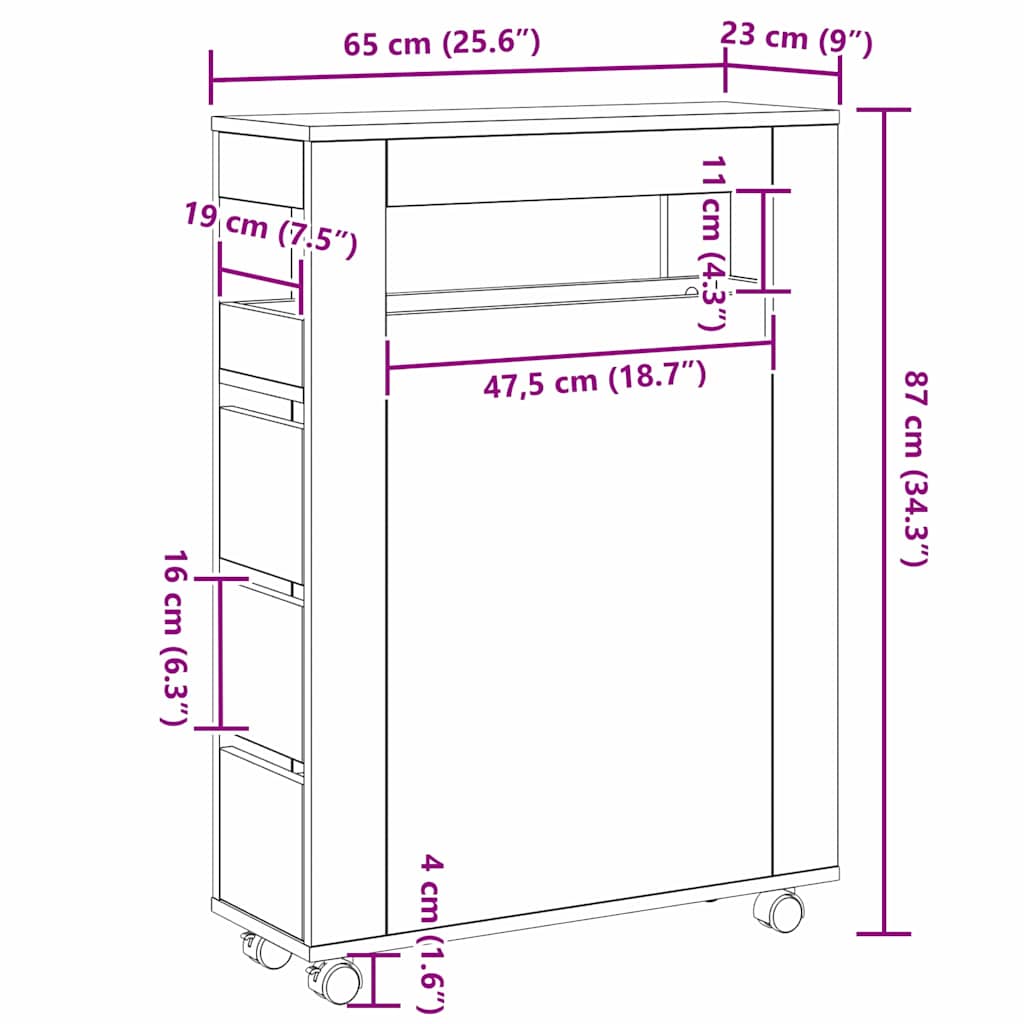 Set namještaja za kupaonicu Zidne Crni hrast 65 x 23 x 87 cm
