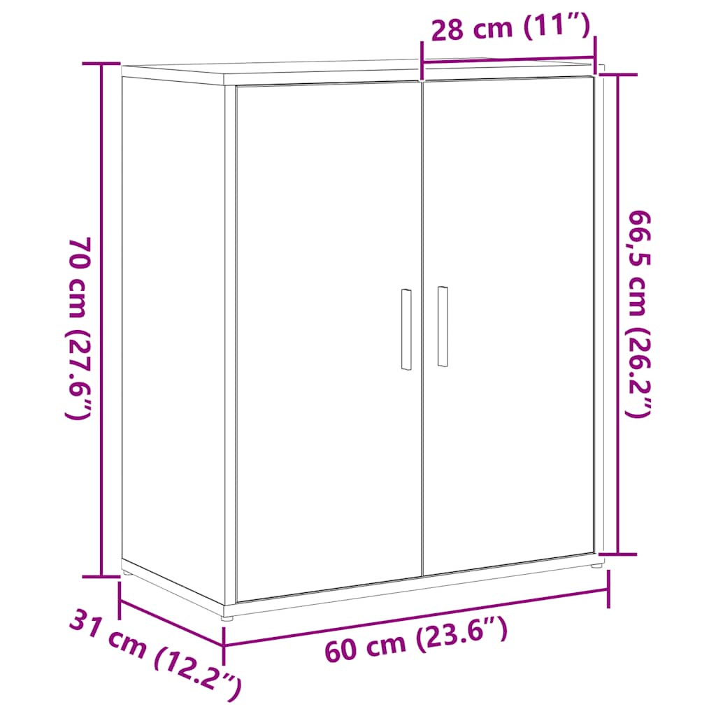Komoda crni hrast 60x31x70 cm Inženirsko drvo