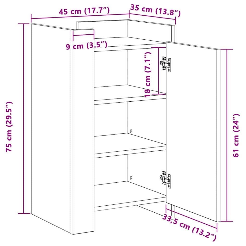 Kreveta Crni hrast 45 x 35 x 75 cm