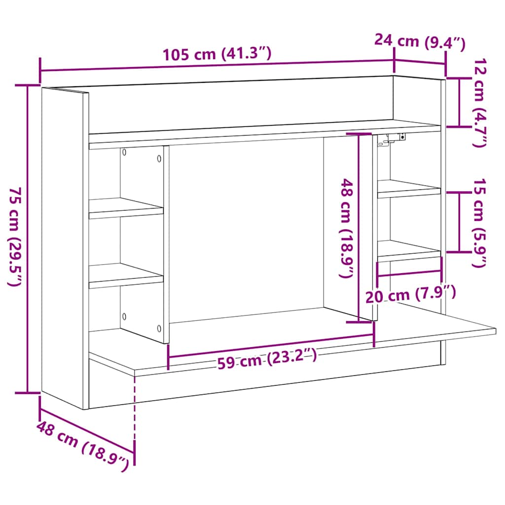Stol za zid Zidne Staro drvo 105 x 48 x 75 cm Konstruirano drvo