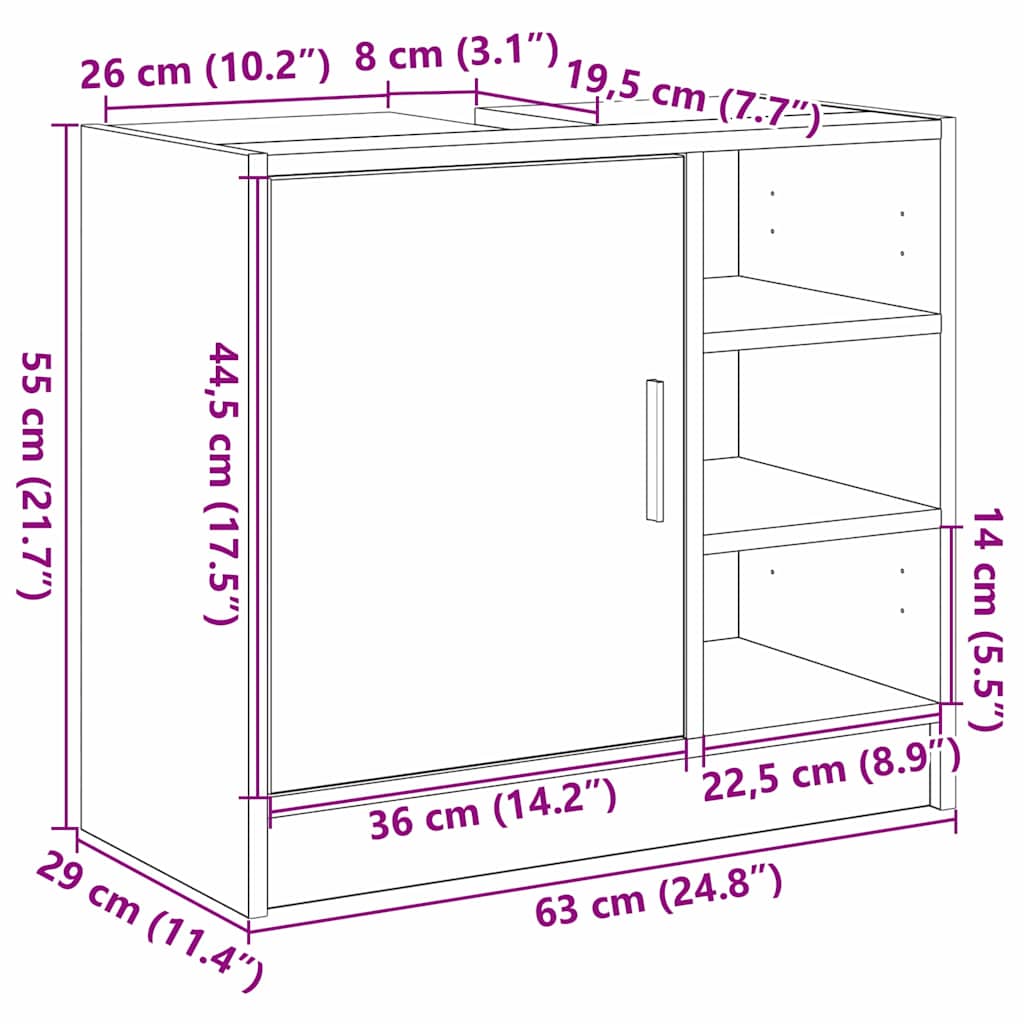 Kupaonski ormar Staro drvo 63 x 29 x 55 cm Konstruirano drvo