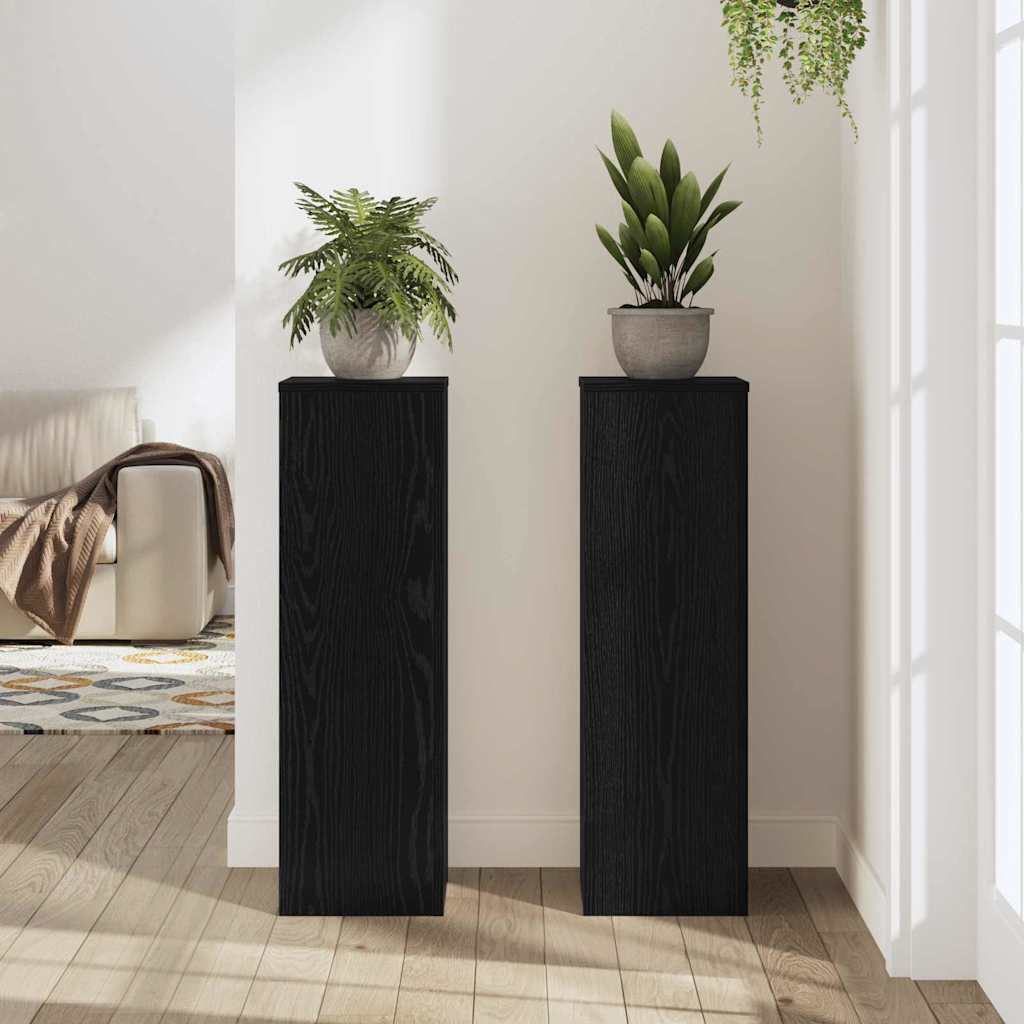 Stalak za biljke 2 pcs Crni hrast 25 x 25 x 80 cm