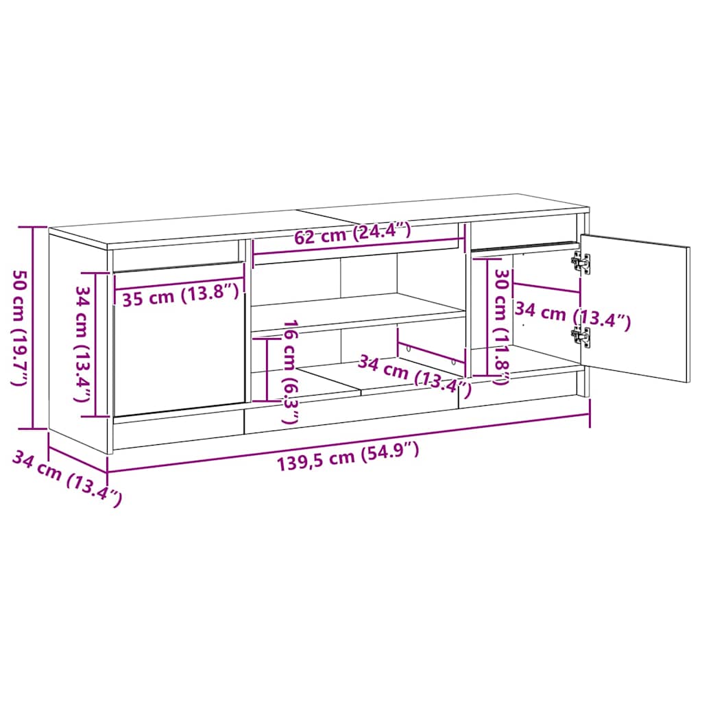 TV Jedinice Crna 139,5 x 34 x 50 cm Konstruirano drvo