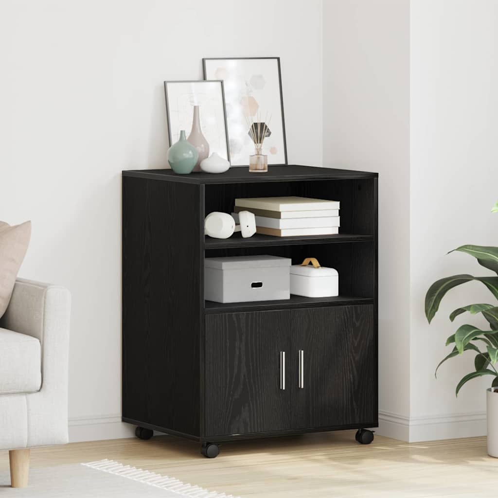Cabinet s policom s kotačem Crni hrast 60 x 48 x 74.5 cm