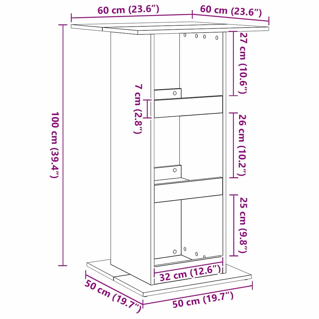 Stol za bar Crni hrast 60 x 60 x 100 cm Konstruirano drvo