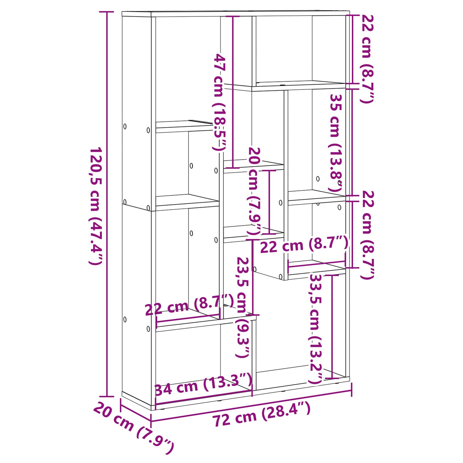 Ormarić za knjige Crni hrast 72 x 20 x 102,5 cm