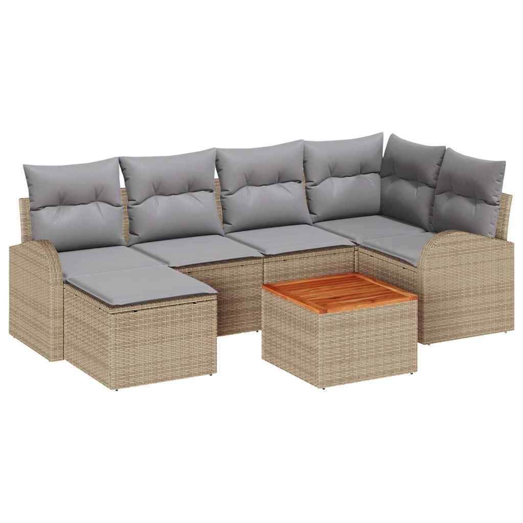 Sjedeća garnitura za vrt 7 kom. Bež poliratan