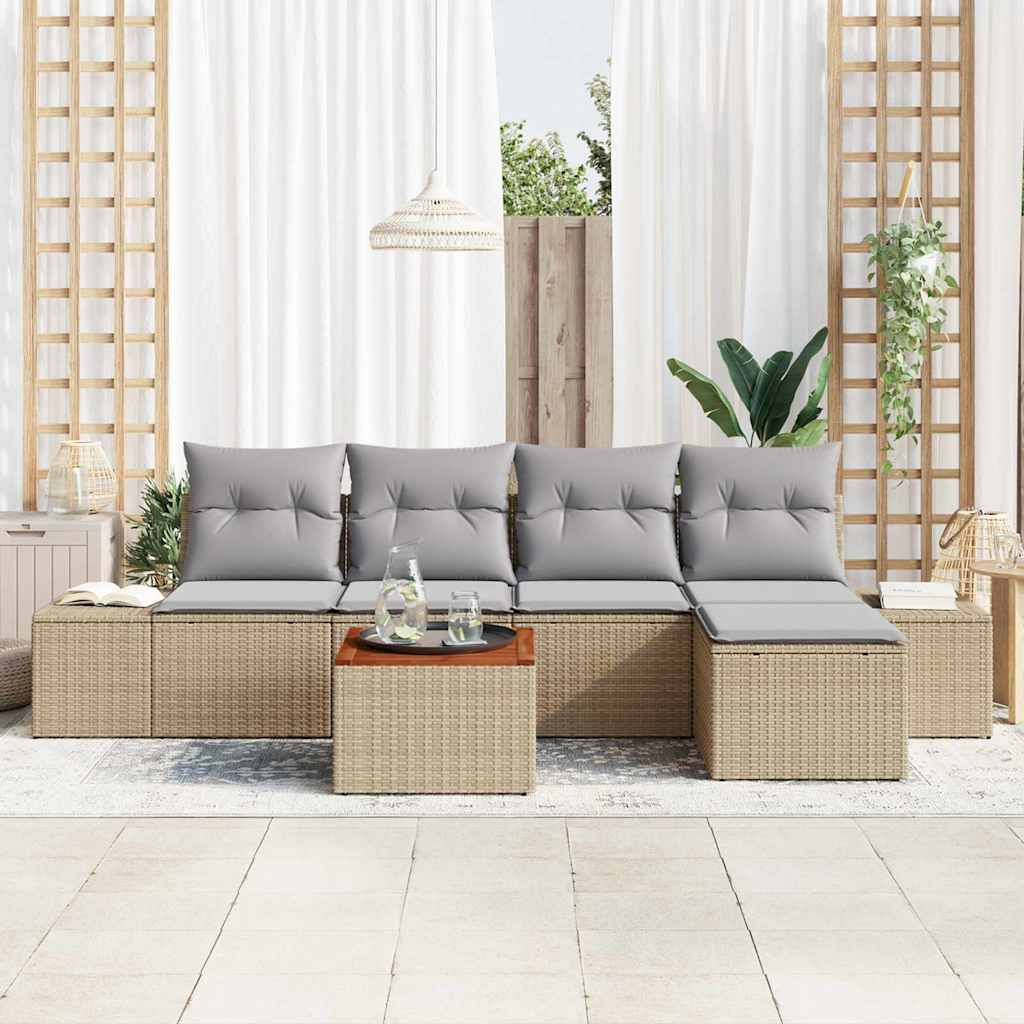 Sjedeća garnitura za vrt 6 kom. Bež poliratan