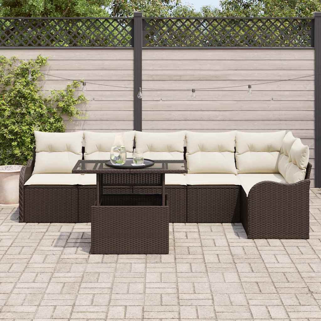 Set sofe s jastukom 7 pcs Smeđa Poli ratan
