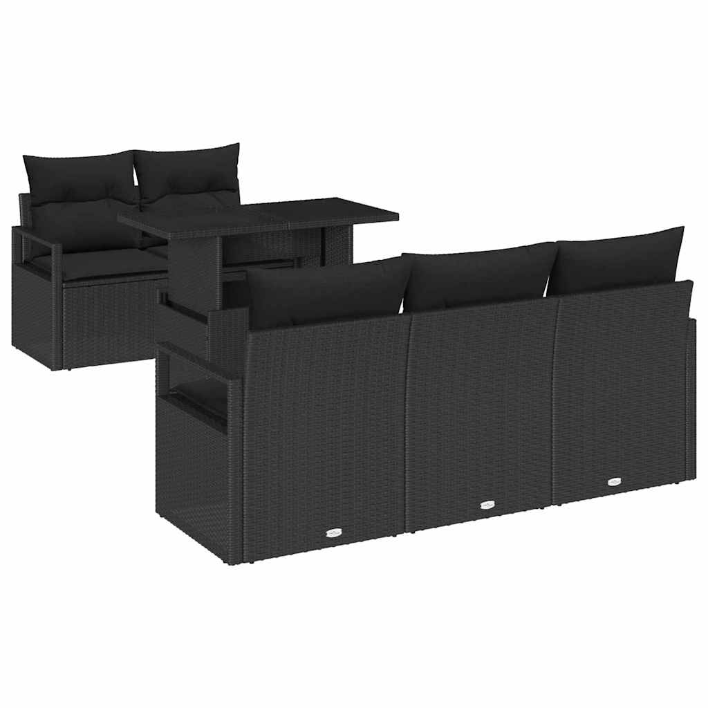 Sjedeća garnitura za vrt s pohranom 6 pcs Crna poliratan