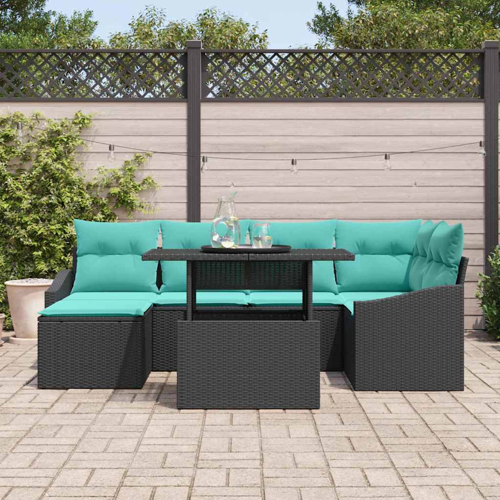 Set sofe s jastukom s pohranom 7 pcs Crna i Plava Poli ratan