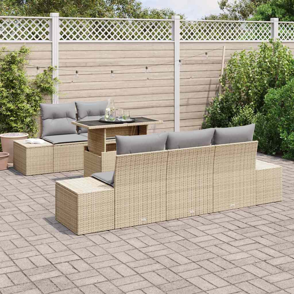 Set sofe s jastukom 6 pcs Bež i svijetlo siva poliratan