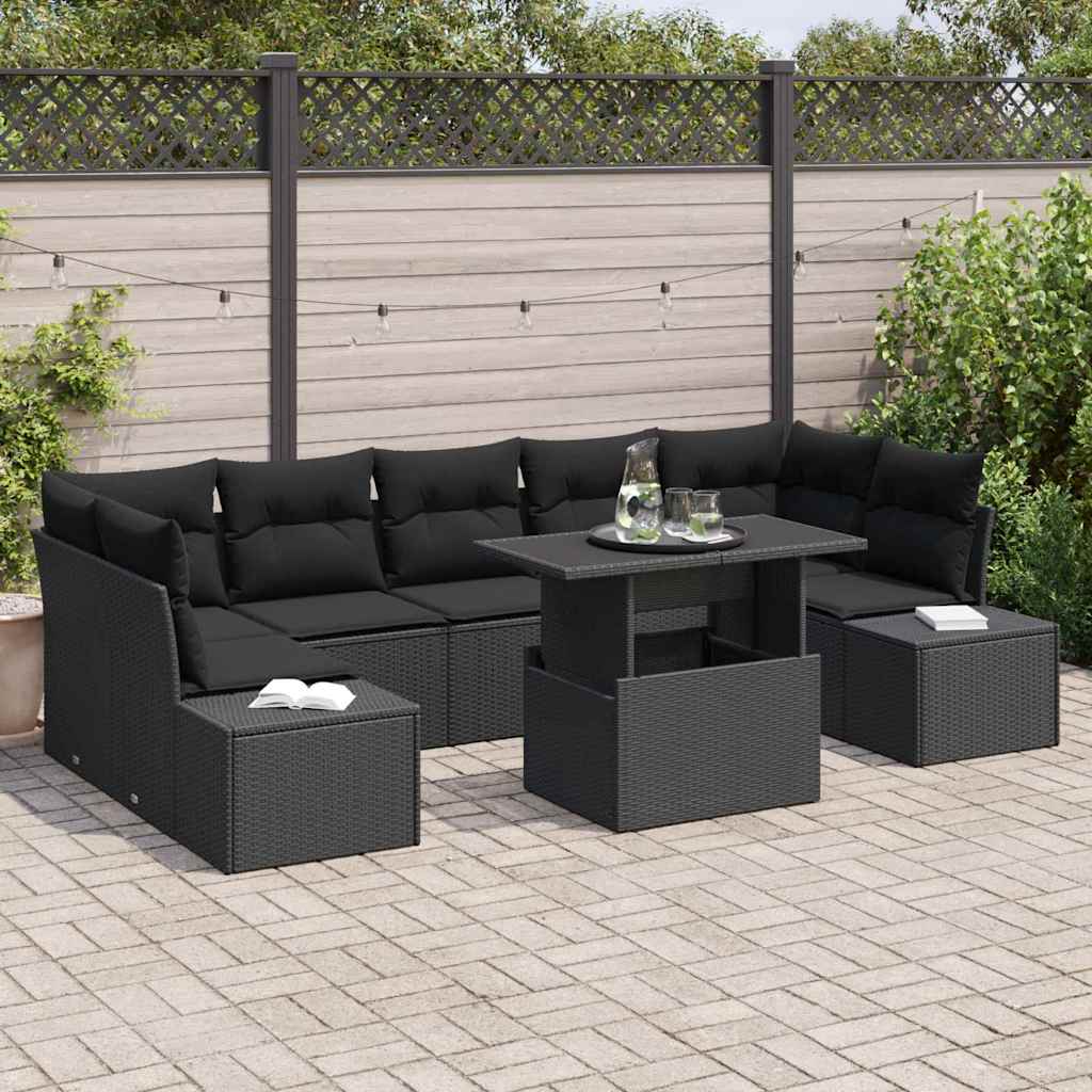 Set sofe s jastukom 8 pcs Crna poliratan