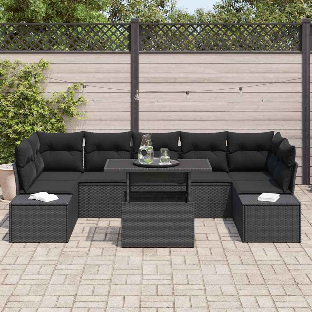Set sofe s jastukom 8 pcs Crna poliratan