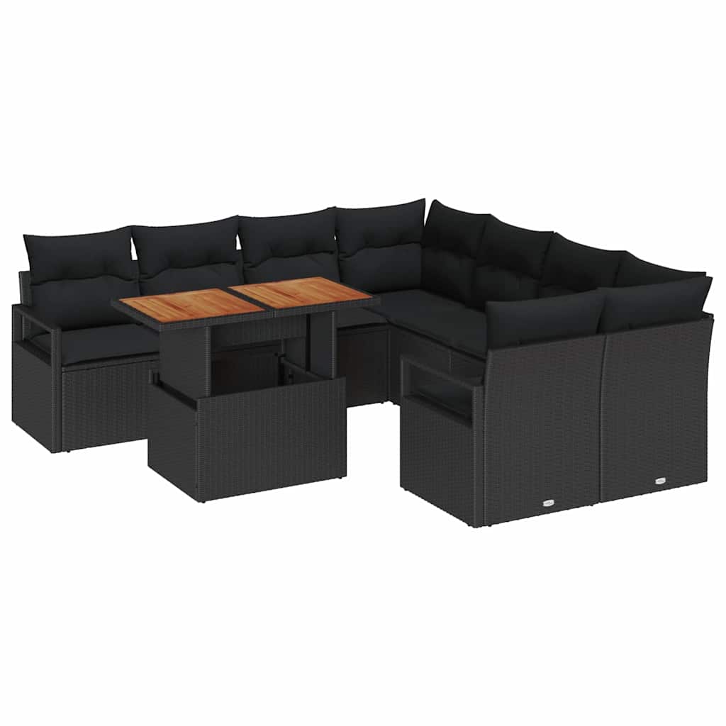 Vrtni set za objed s jastukom 9 pcs Crna i smeđa