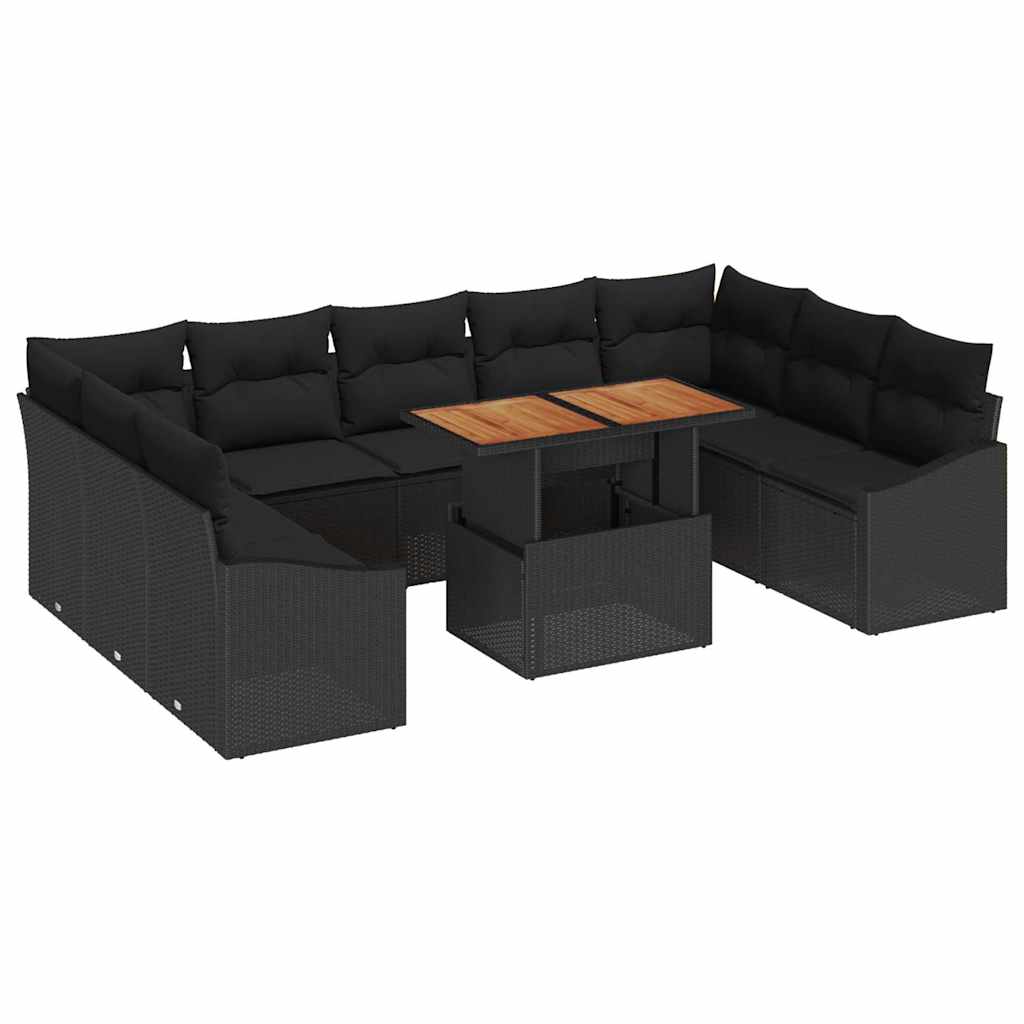 Vrtni set za objed s jastukom 10 pcs Crna i smeđa