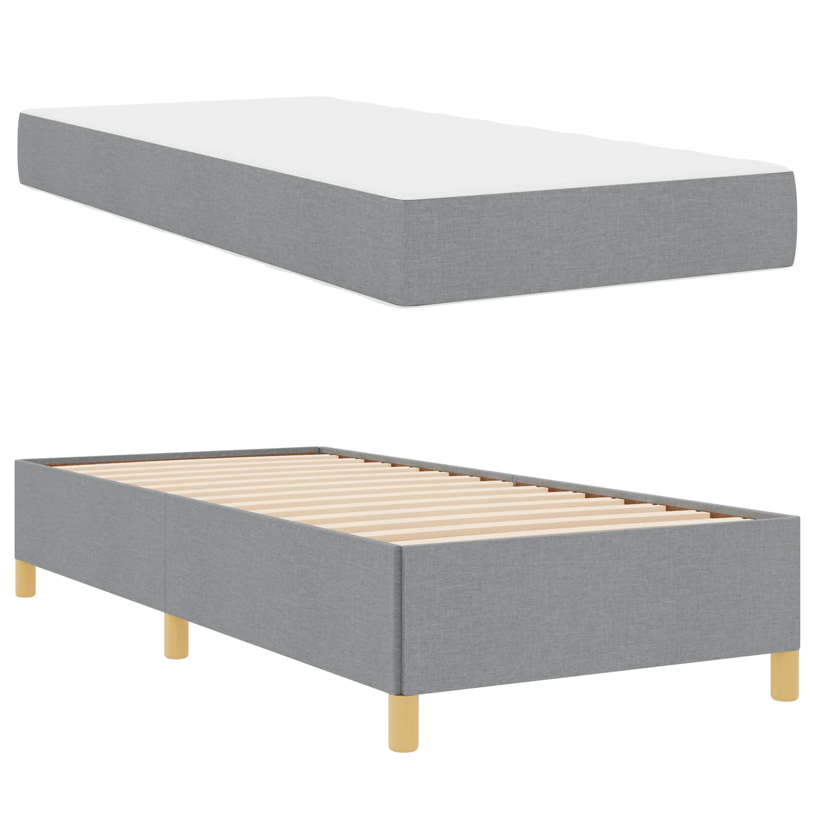 Krevetna konstrukcija Svijetlo siva 90 x 200 cm tkanina