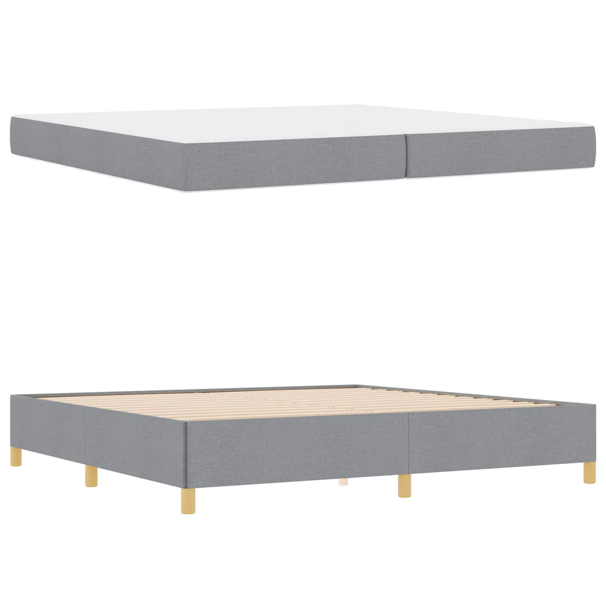 Krevetna konstrukcija Svijetlo siva 200 x 200 cm tkanina