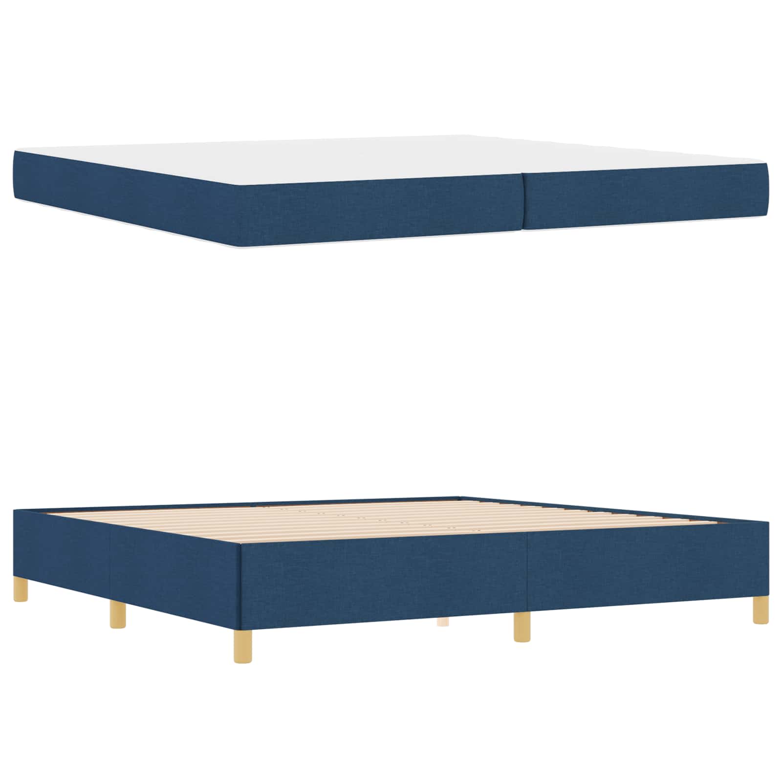 Krevetna konstrukcija s madracem Plava 200 x 200 cm tkanina