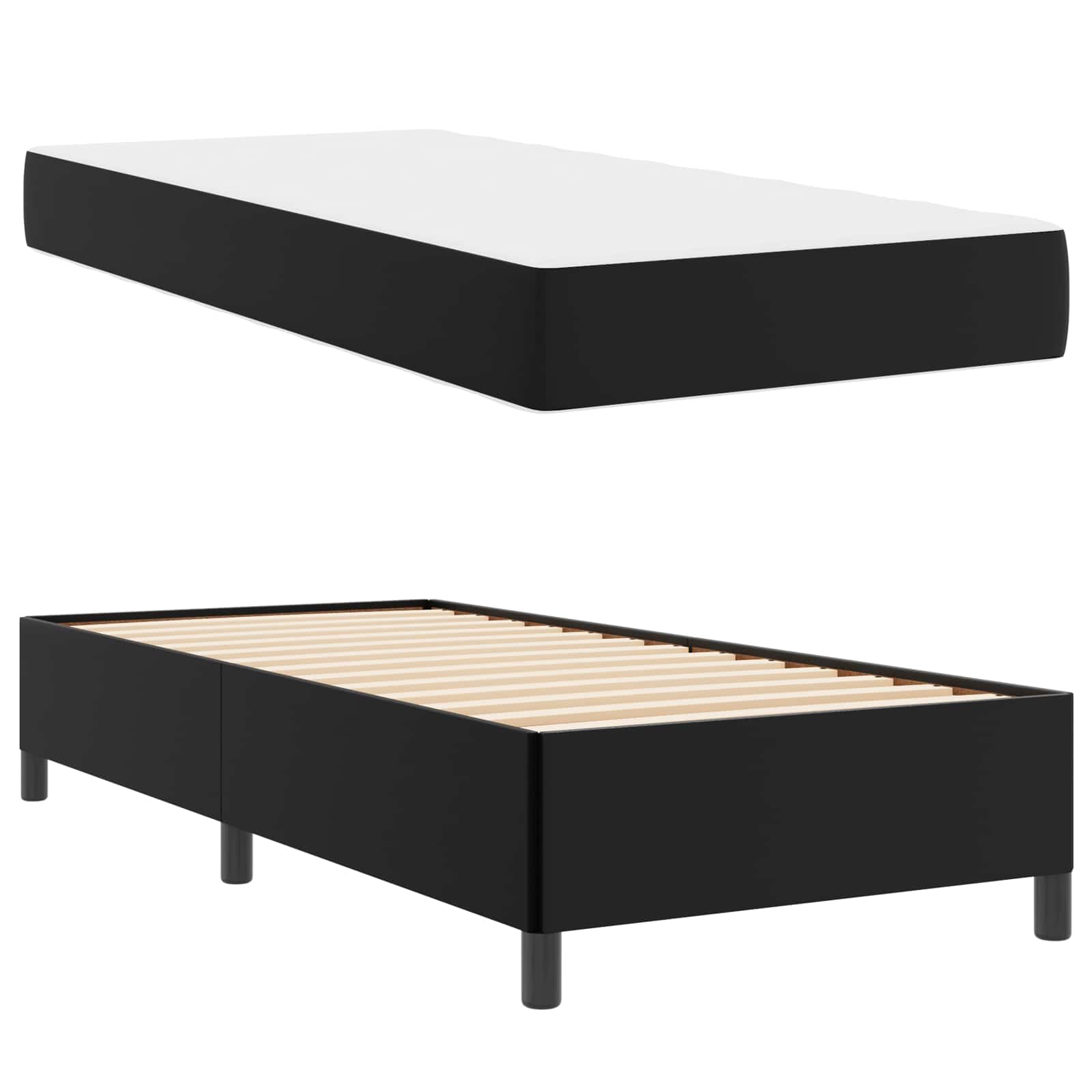 Krevetna konstrukcija s madracem Crna 90 x 200 cm tkanina