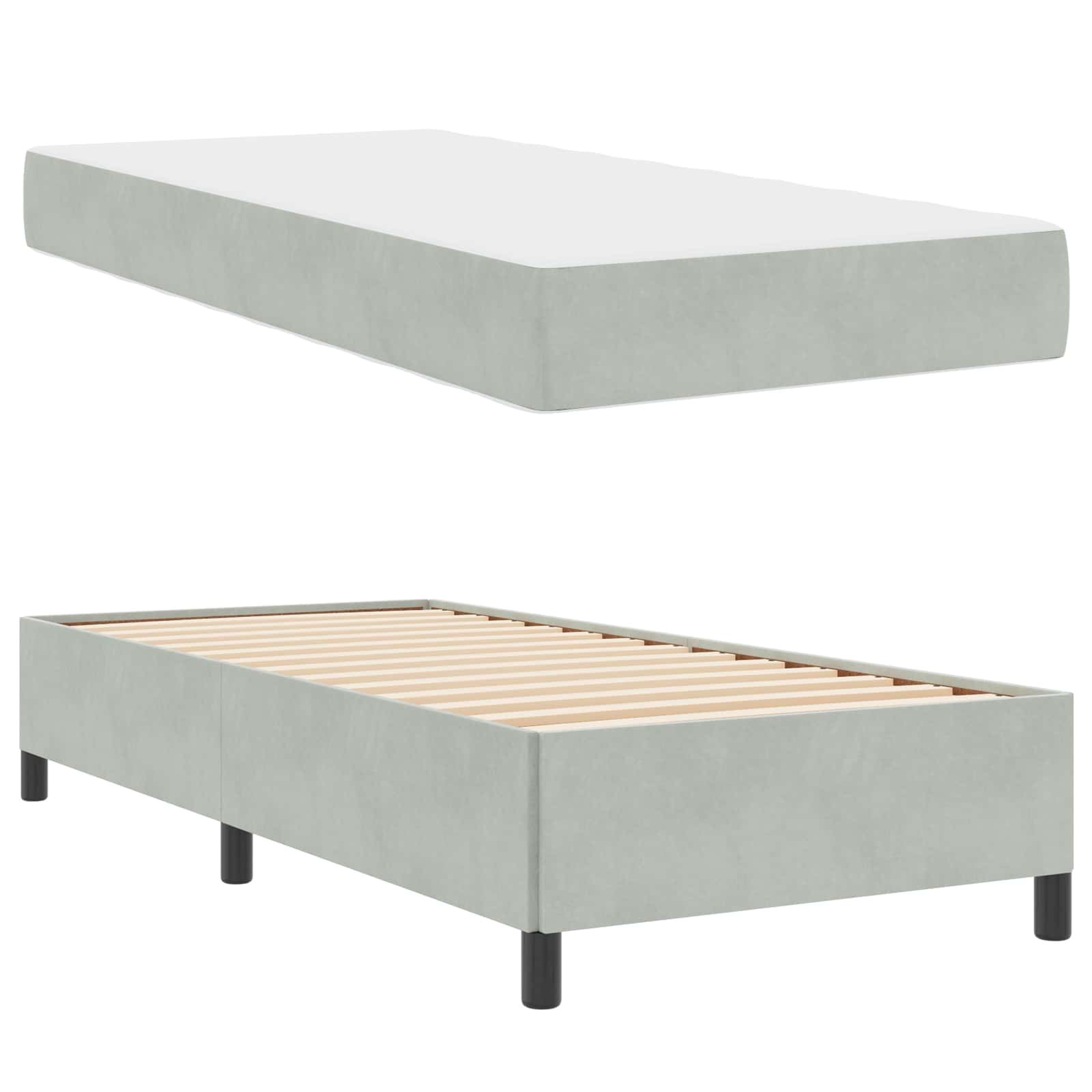 Krevetna konstrukcija Svijetlo siva 90 x 190 cm tkanina