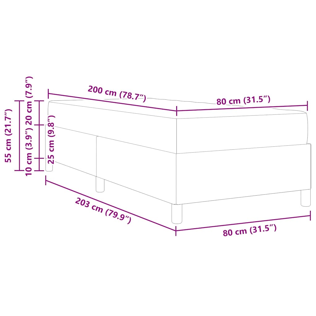 Krevetna konstrukcija Svijetlo siva 80 x 200 cm tkanina