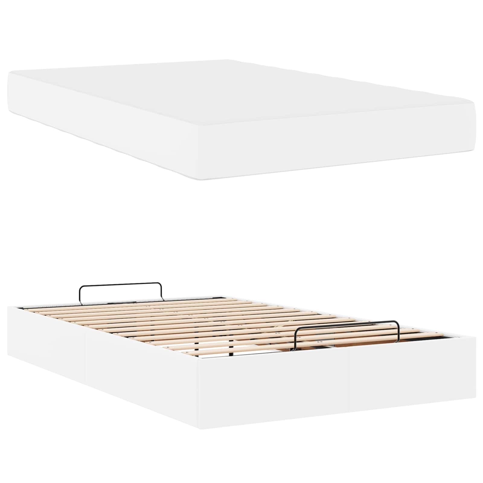 Okvir kreveta s madracem Ostalo 2 pcs Bijelo PVC