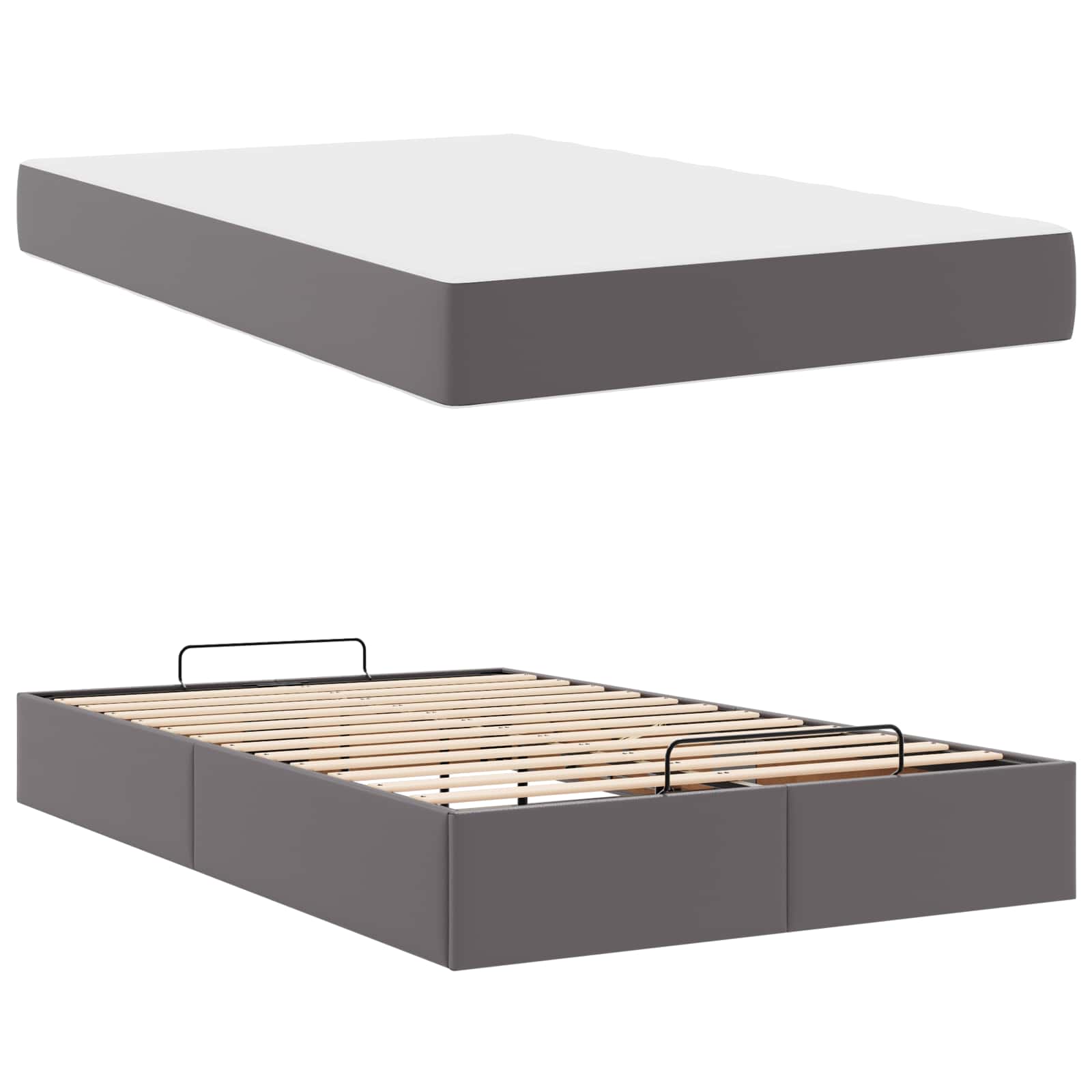 Okvir kreveta s madracem Ostalo 2 pcs Siva PVC