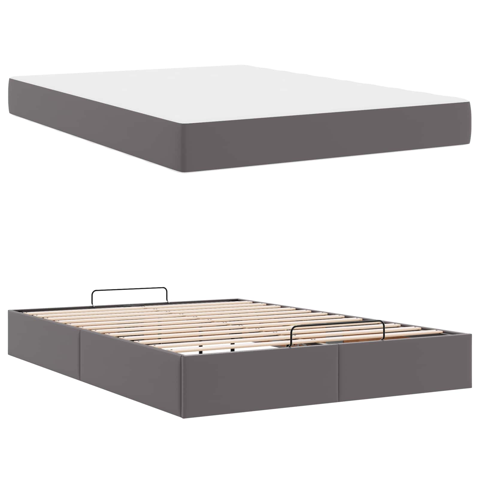 Okvir kreveta s madracem Ostalo 2 pcs Siva PVC