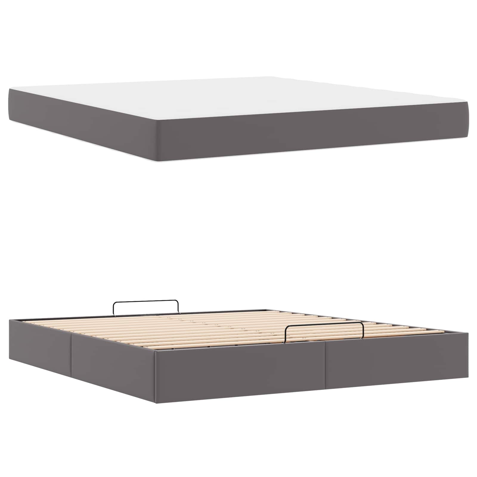 Okvir kreveta s madracem Ostalo 2 pcs Siva PVC