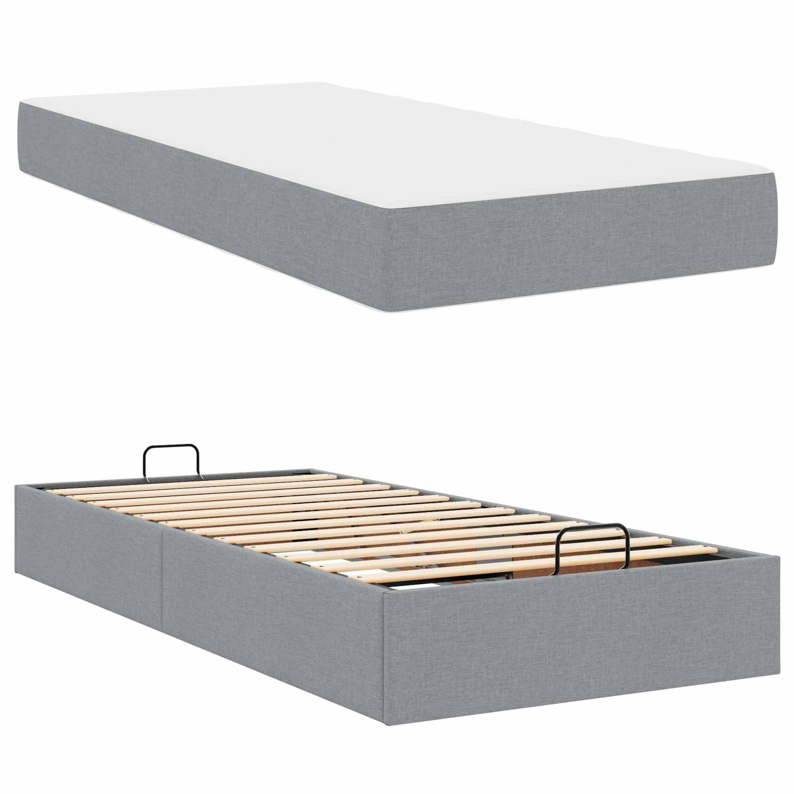 Okvir kreveta s madracem 2 pcs Svjetlosiva tkanina